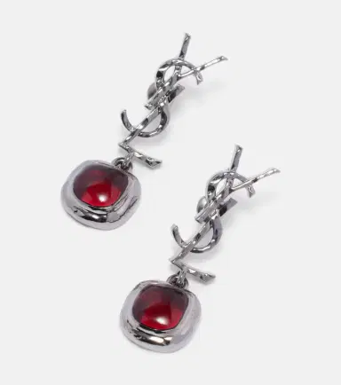Saint Laurent Cassandre embellished drop earrings | Thumbnail 2