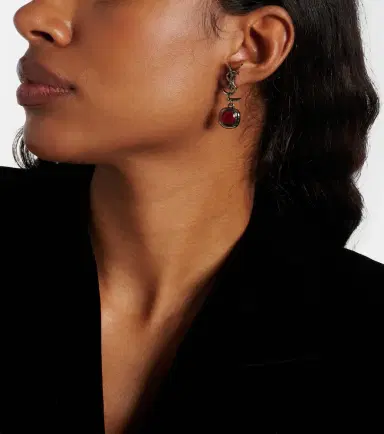 Saint Laurent Cassandre embellished drop earrings | Thumbnail 6