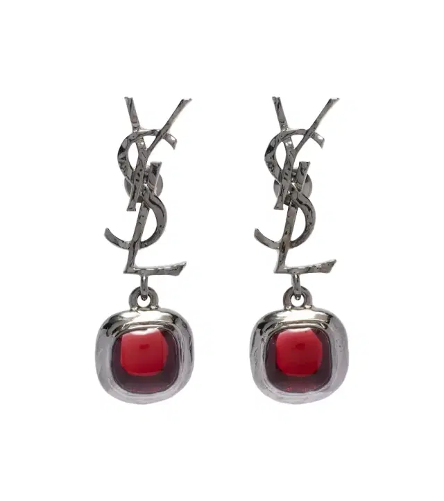 Saint Laurent Cassandre embellished drop earrings