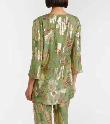 Valentino Draped fil coupé silk-blend lamé blouse | Thumbnail 3