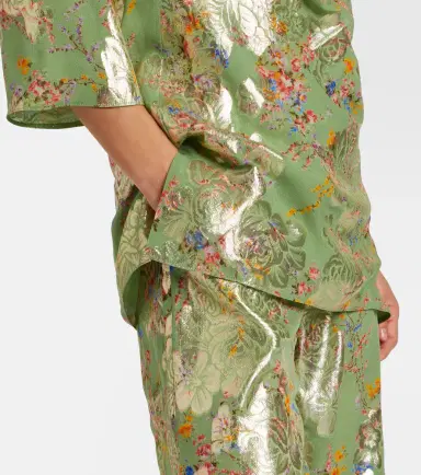 Valentino Draped fil coupé silk-blend lamé blouse | Thumbnail 5