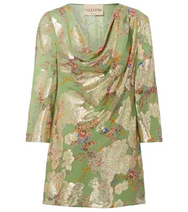 Valentino Draped fil coupé silk-blend lamé blouse | Thumbnail 1