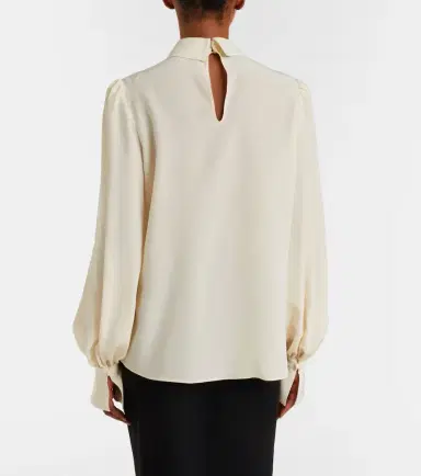 Valentino Floral-appliqué silk crêpe de chine blouse | Thumbnail 3