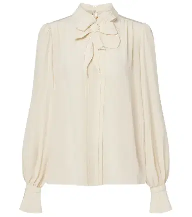 Valentino Floral-appliqué silk crêpe de chine blouse | Thumbnail 1