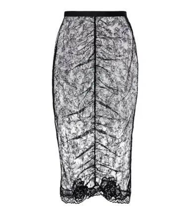 Valentino Floral ruched sheer lace midi skirt | Thumbnail 1