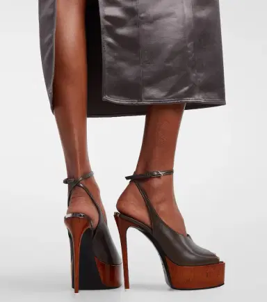 The Attico Ornella leather platform slingback pumps | Thumbnail 6