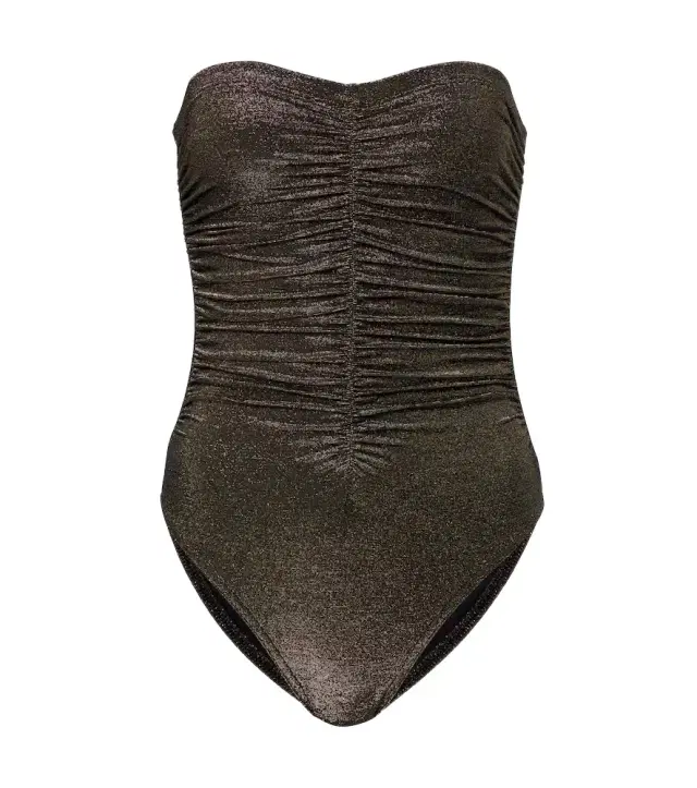 Karla Colletto Helena ruched lamé swimsuit