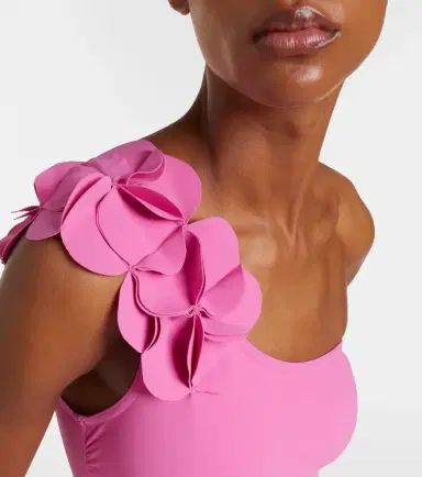 Karla Colletto Tess one-shoulder floral-appliqué swimsuit | Thumbnail 3