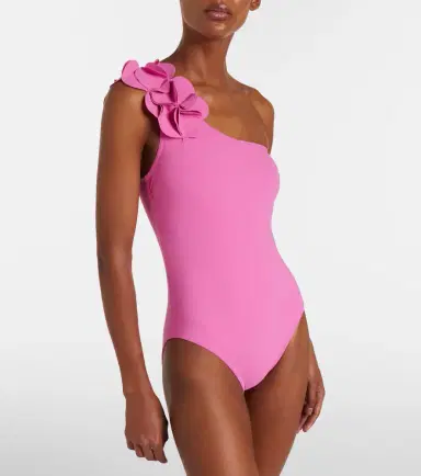 Karla Colletto Tess one-shoulder floral-appliqué swimsuit | Thumbnail 5