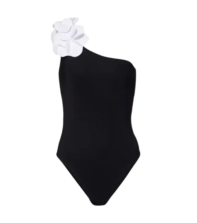 Tess one-shoulder floral-appliqué swimsuit