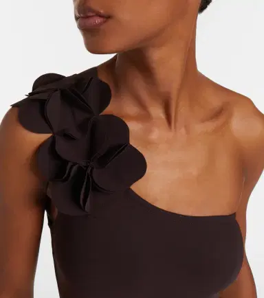 Karla Colletto Tess one-shoulder floral-appliqué swimsuit | Thumbnail 3