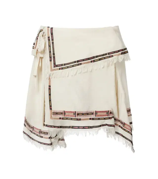 Feriel embroidered fringed silk wrap skirt