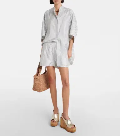 Stella McCartney Silk and wool striped shorts | Thumbnail 2