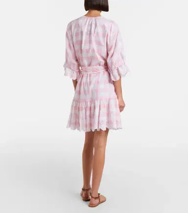 Juliet Dunn Broderie anglaise checked cotton poplin minidress | Thumbnail 4