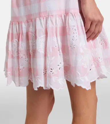 Juliet Dunn Broderie anglaise checked cotton poplin minidress | Thumbnail 5