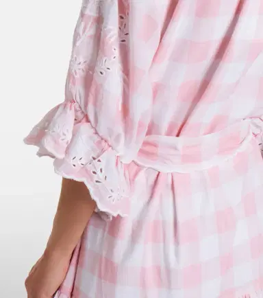 Juliet Dunn Broderie anglaise checked cotton poplin minidress | Thumbnail 6