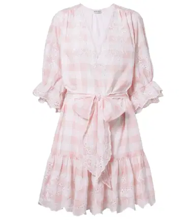Juliet Dunn Broderie anglaise checked cotton poplin minidress | Thumbnail 1