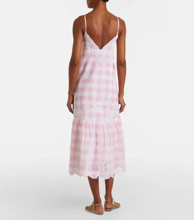 Juliet Dunn Embroidered checked cotton midi dress | Thumbnail 2