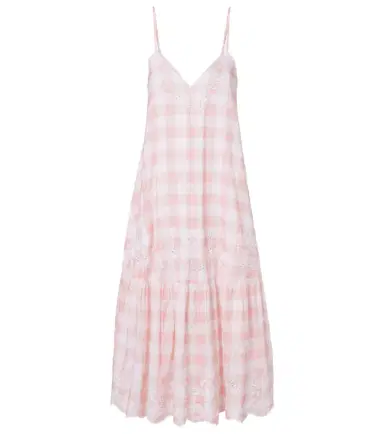 Juliet Dunn Embroidered checked cotton midi dress | Thumbnail 1
