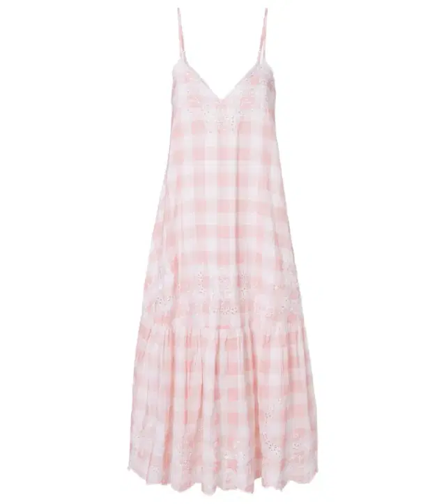 Juliet Dunn Embroidered checked cotton midi dress