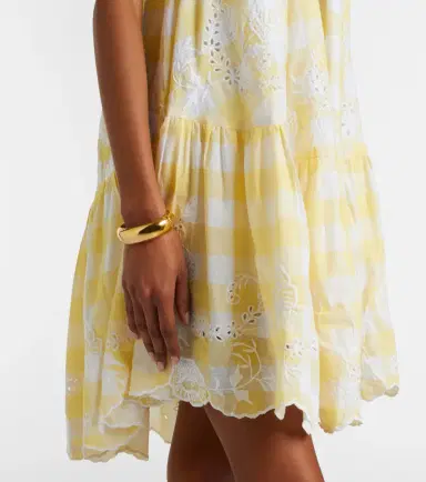 Juliet Dunn Embroidered checked cotton minidress | Thumbnail 2