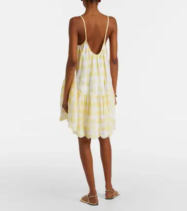 Juliet Dunn Embroidered checked cotton minidress | Thumbnail 3