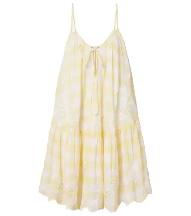 Juliet Dunn Embroidered checked cotton minidress | Thumbnail 1