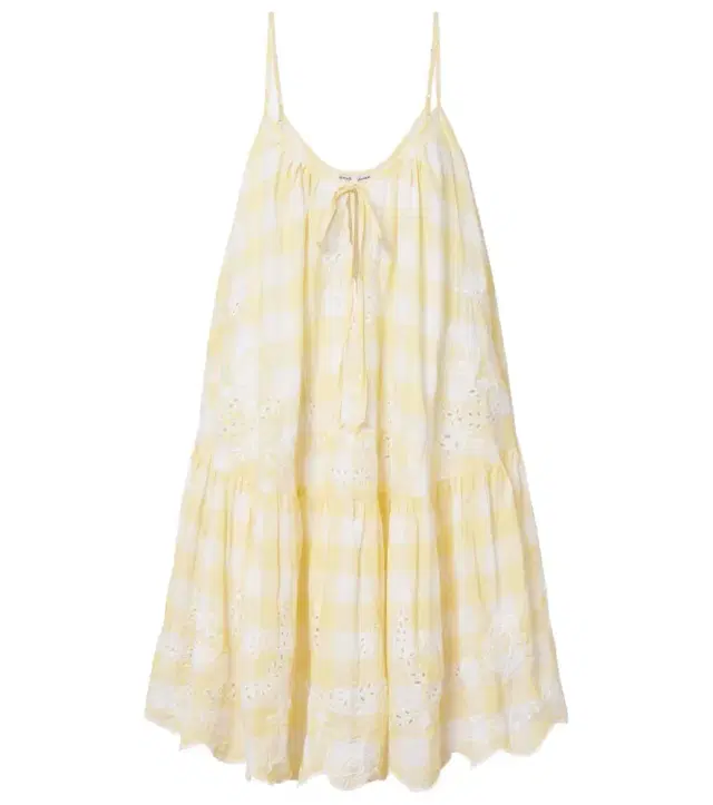 Juliet Dunn Embroidered checked cotton minidress