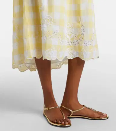 Juliet Dunn Embroidered checked cotton midi dress | Thumbnail 2
