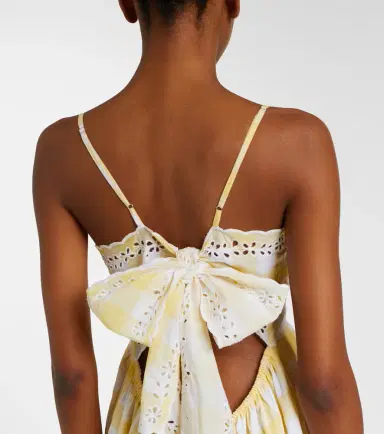 Juliet Dunn Embroidered checked cotton midi dress | Thumbnail 3