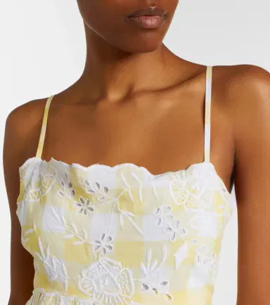 Juliet Dunn Embroidered checked cotton midi dress | Thumbnail 5