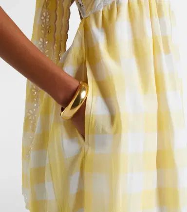 Juliet Dunn Embroidered checked cotton midi dress | Thumbnail 6