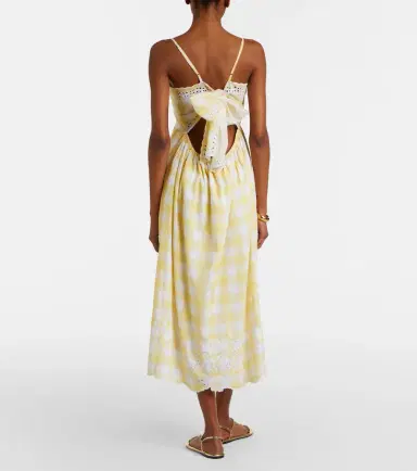 Juliet Dunn Embroidered checked cotton midi dress | Thumbnail 7