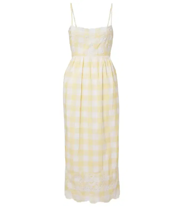 Juliet Dunn Embroidered checked cotton midi dress