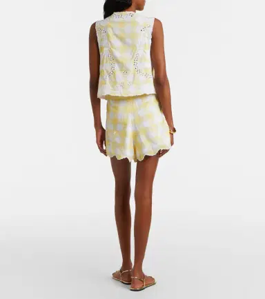 Juliet Dunn Embroidered checked cotton shorts | Thumbnail 5