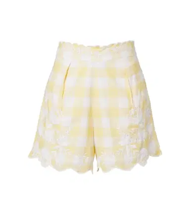 Juliet Dunn Embroidered checked cotton shorts | Thumbnail 1