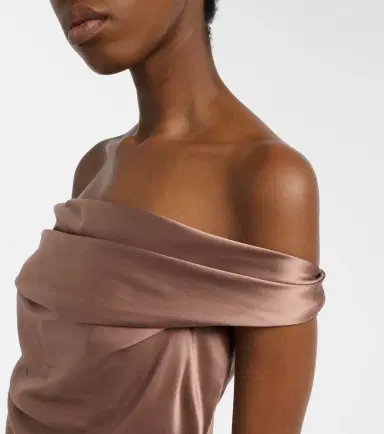 The Sei Bardot off-shoulder silk charmeuse gown | Thumbnail 2