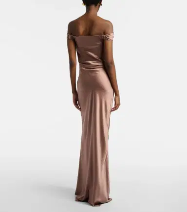 The Sei Bardot off-shoulder silk charmeuse gown | Thumbnail 5