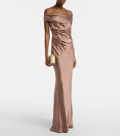 The Sei Bardot off-shoulder silk charmeuse gown | Thumbnail 6