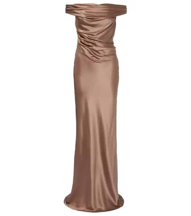 Bardot off-shoulder silk charmeuse gown