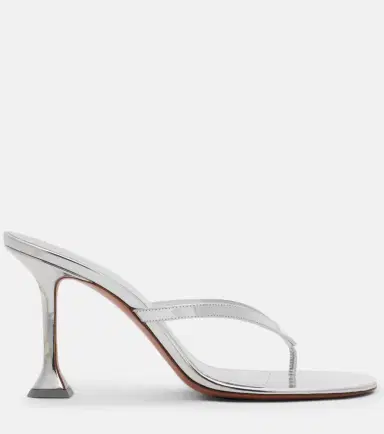 Amina Muaddi Juliette mirrored leather thong sandals | Thumbnail 4