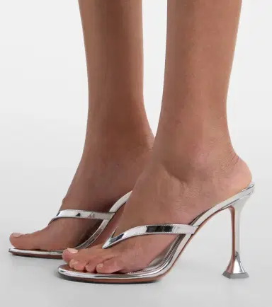 Amina Muaddi Juliette mirrored leather thong sandals | Thumbnail 5