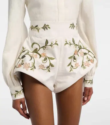 Agua by Agua Bendita Gatti embroidered linen shorts | Thumbnail 2