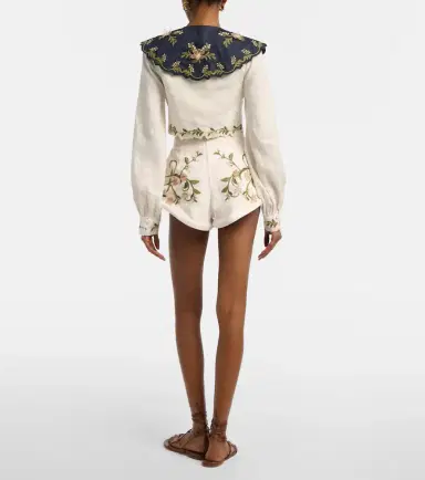 Agua by Agua Bendita Gatti embroidered linen shorts | Thumbnail 3