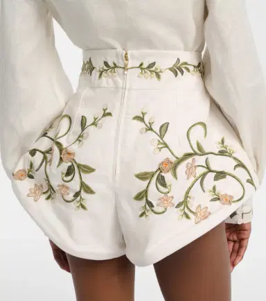 Agua by Agua Bendita Gatti embroidered linen shorts | Thumbnail 4