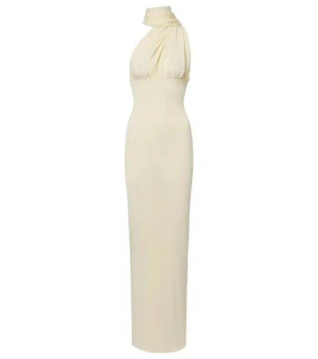 Aya Muse Thea scarf-detail ribbed-knit maxi dress