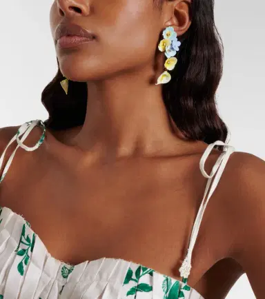 Jennifer Behr Anarosa embellished floral drop earrings | Thumbnail 6