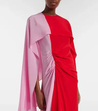 JW Anderson Draped caped silk midi dress | Thumbnail 2