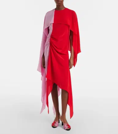 JW Anderson Draped caped silk midi dress | Thumbnail 5