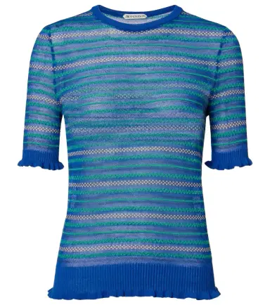 JW Anderson Striped cotton-blend T-shirt | Thumbnail 1 JW Anderson Striped cotton-blend T-shirt | Thumbnail 1